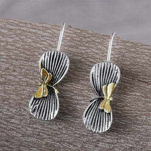 Personalized Dragonfly Embossed Bow Styled Earrings