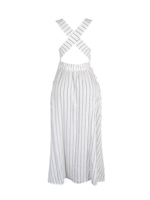 Striped Crisscross Straps Midi Dress