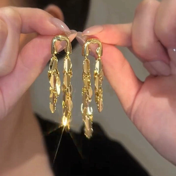 Dynamic Silver Wheat-Sprout Fringe Earrings