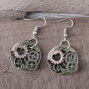 Vintage Mechanical Gear Dangle Earrings