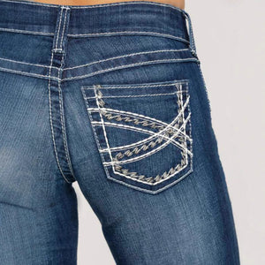 Cross-border exclusive for Amazon independent station Europe and the United States new fashion embroidery double waist straight elastic jeans women