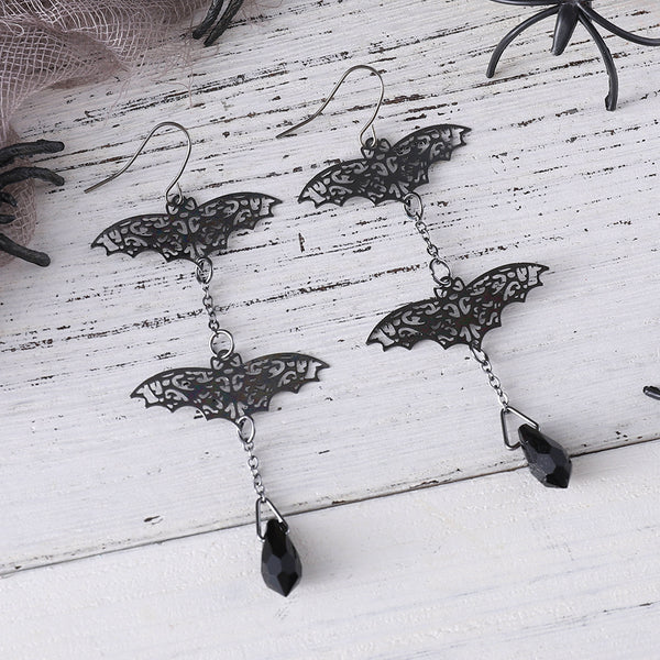 Halloween Dark Gothic Bat Dangle Earrings