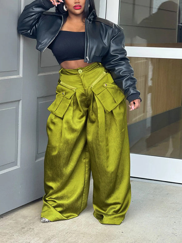 Cargo Pocket Wide Leg Pants