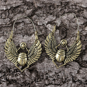 Vintage Ancient Egyptian Gold Beetle Earrings
