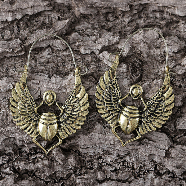 Vintage Ancient Egyptian Gold Beetle Earrings