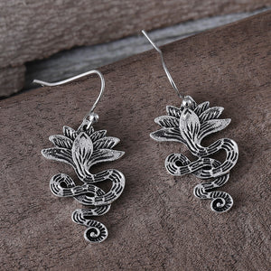 Vintage Lotus Snake Dangle Earrings