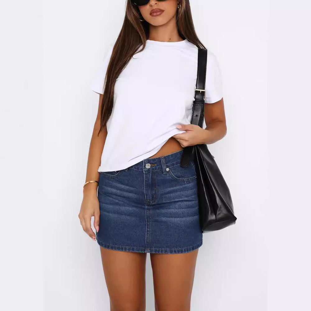 European and American foreign trade cross-border supply retro slim elastic fashion casual denim skirt, women's denim skirt