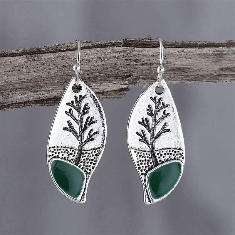 Personalized Tree Pattern Minimalist Style Oil Drop Earrings Earrings
