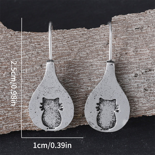 Vintage Simple Cat Drop Earrings