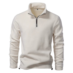 Men's Stand Collar Half-Zip Long Sleeve Sweatshirt Stand Collar Fleece Top