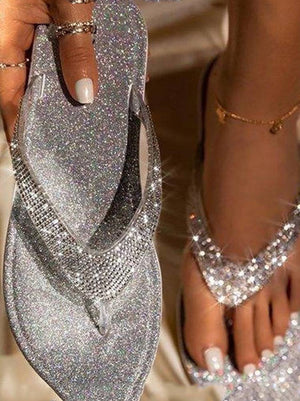 Rhinestone Sequin Flip-Flops