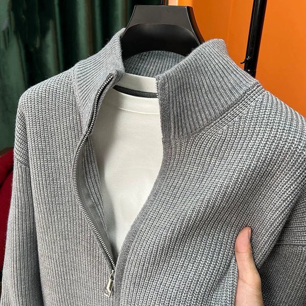 Autumn/Winter Zipper Sweater for Men - Versatile Knit Sweater