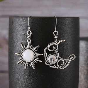 Vintage Sun and Moon Asymmetrical Earrings