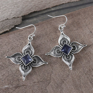 Vintage Set Sapphire Flower Earrings