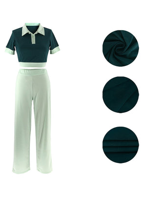 Contrast Crop Top & Pants Set