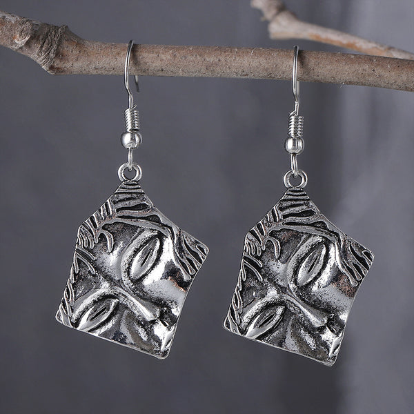 Exaggerated Tribal Human Face Styled Earrings