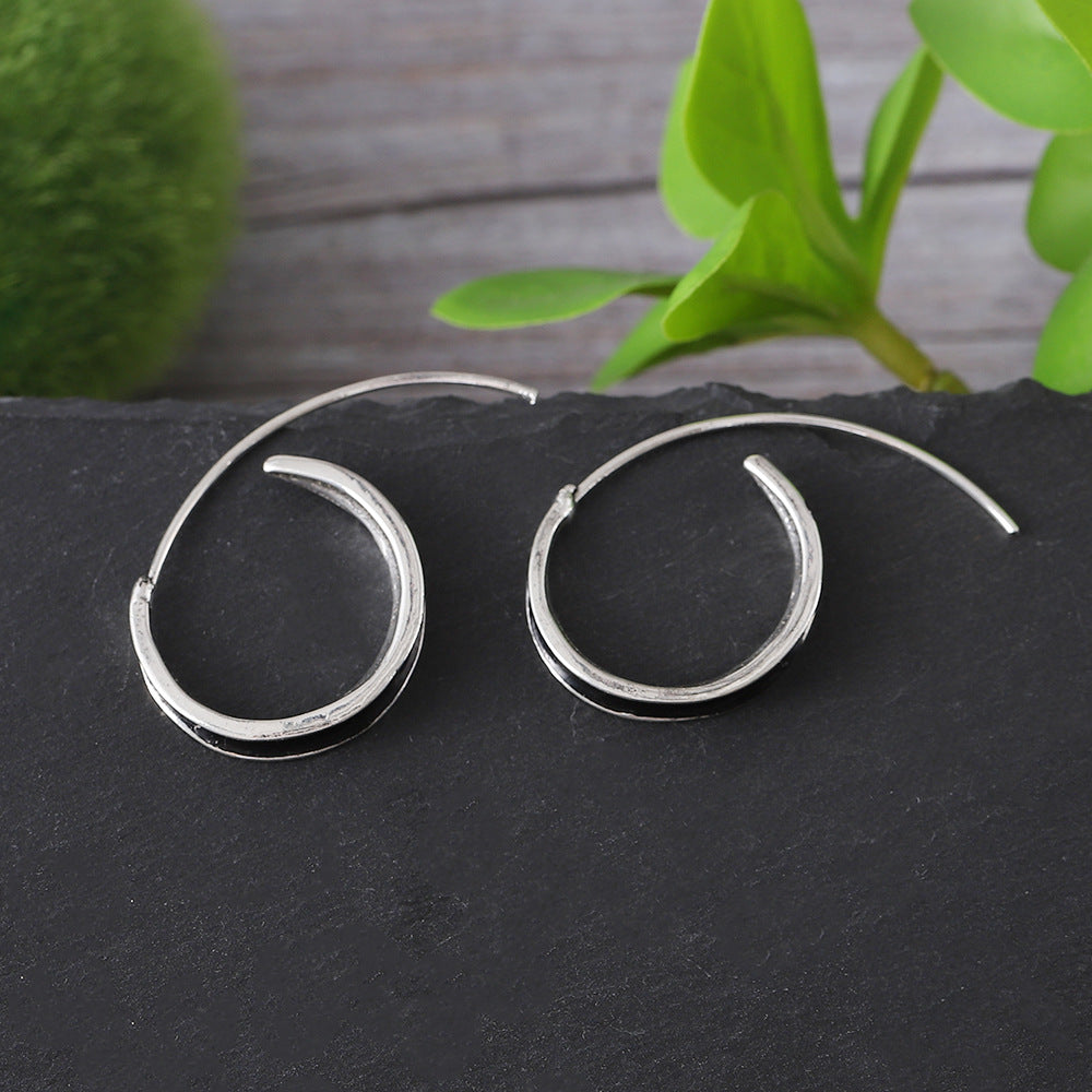 Silver Pigmented Loop Spiral Earrings