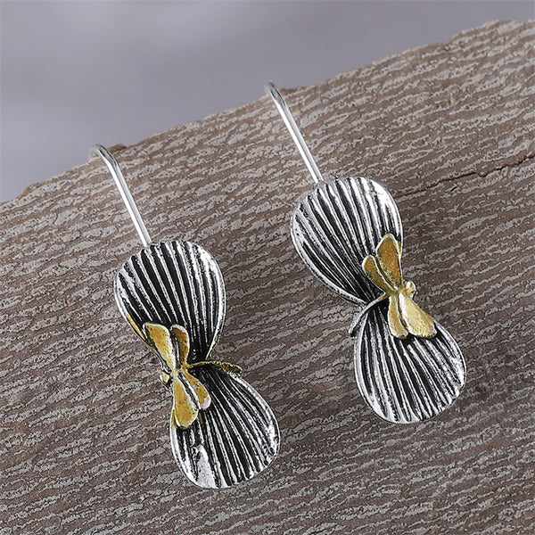 Personalized Dragonfly Embossed Bow Styled Earrings