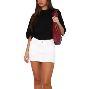 European and American foreign trade cross-border supply retro slim elastic fashion casual denim skirt, women's denim skirt