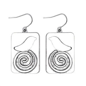 Personalized Bird Spiral Dangle Earrings