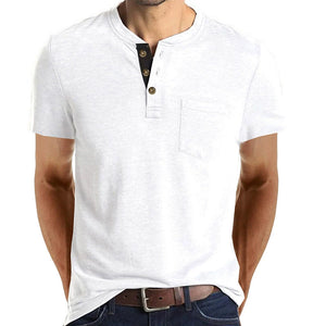 Summer Men's Henry Neck Short Sleeve T-Shirt