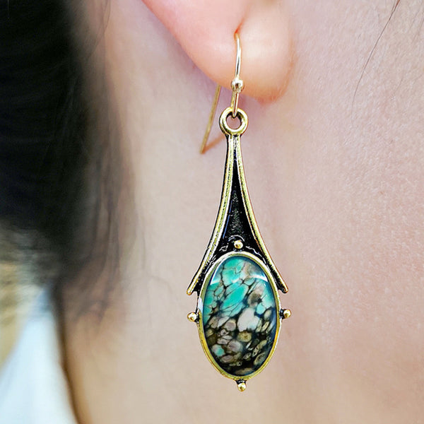 Vintage Gold Marble Earrings