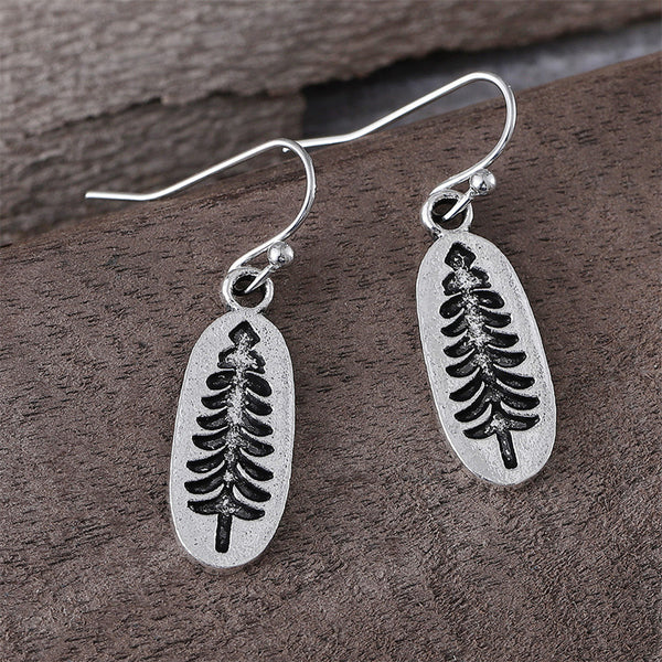 Vintage Oval Pine Pattern Earrings