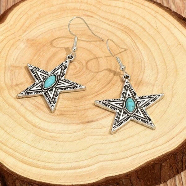 Creative Pentagram Turquoise Earrings