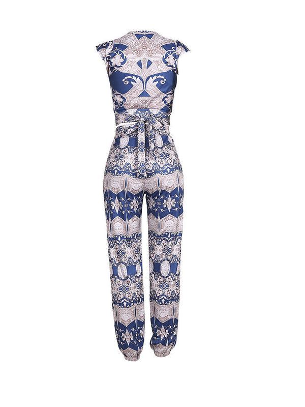 Printed Crop Top & Pants Set