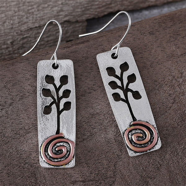 Ethnic Style Twig Spiral Earrings