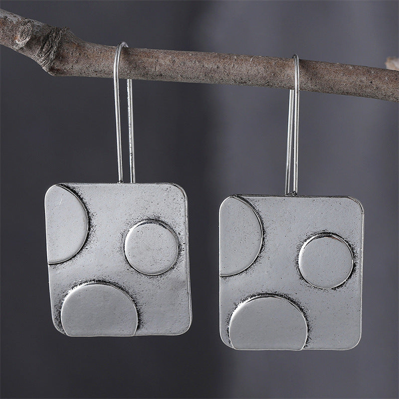 Geometric Square Round Earrings