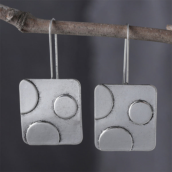 Geometric Square Round Earrings