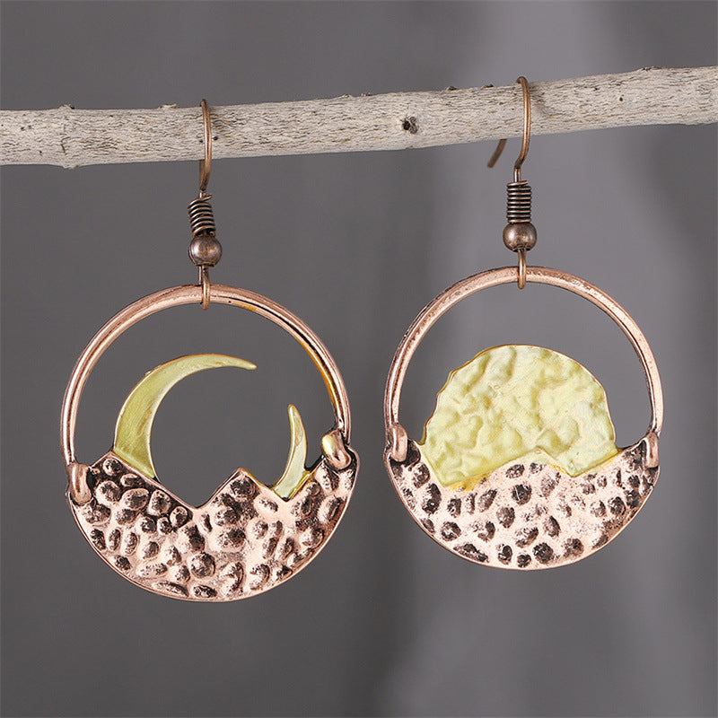 Simple Mountains Moon and Sun Earrings