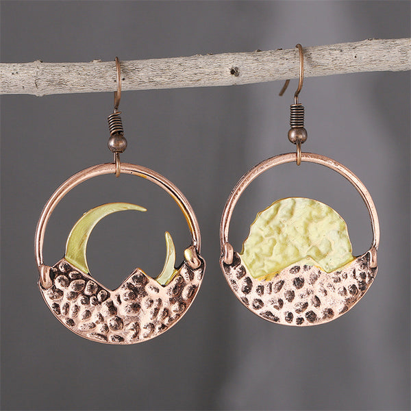 Simple Mountains Moon and Sun Earrings