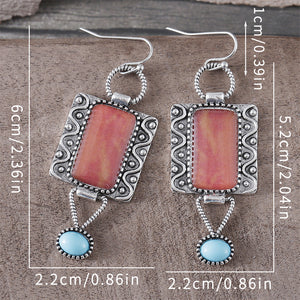 Vintage Alloy Turquoise Pendant Earrings