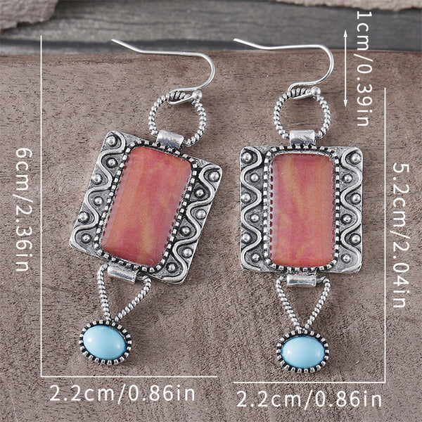 Vintage Alloy Turquoise Pendant Earrings