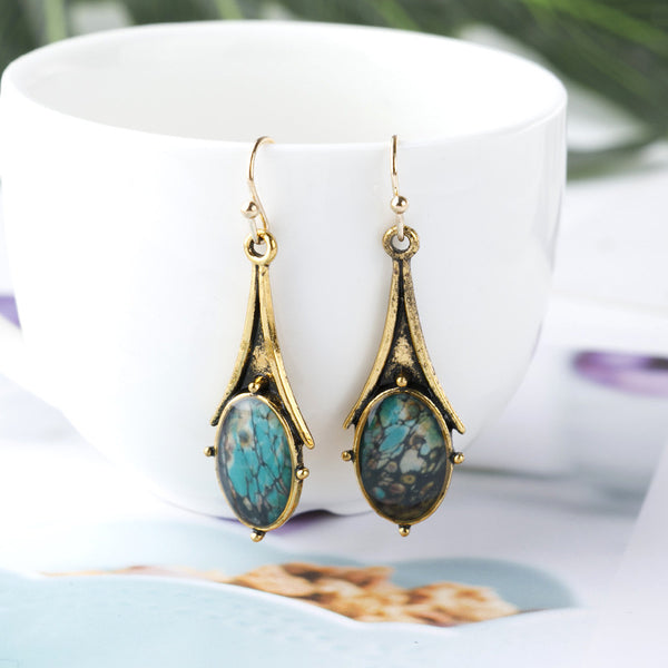 Vintage Gold Marble Earrings