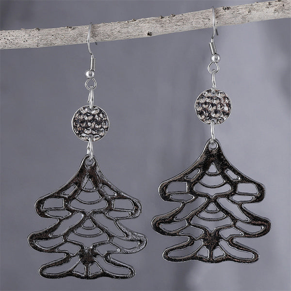 Hollow Christmas Tree Earrings