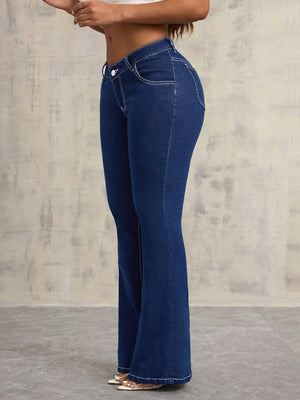 X-Spot-65775 #Amazon Cross-border Women's Clothing European and American Foreign Trade Fashion Versatile Slim-fit Elastic Denim Trousers