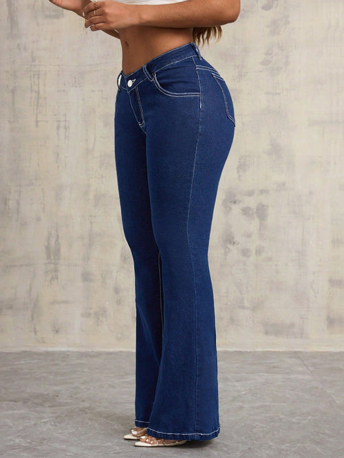 X-Spot-65775 #Amazon Cross-border Women's Clothing European and American Foreign Trade Fashion Versatile Slim-fit Elastic Denim Trousers