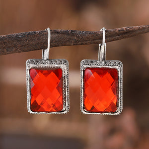 Colorful Zirconia Square Dangle Earrings