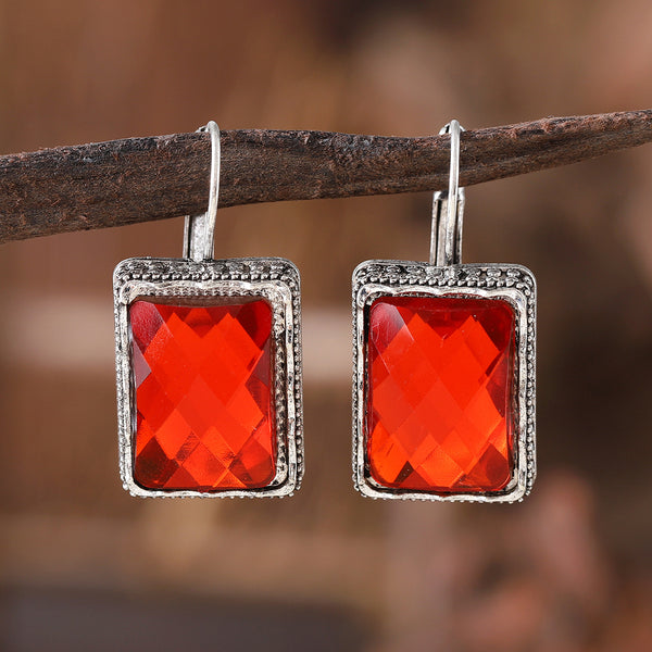 Colorful Zirconia Square Dangle Earrings