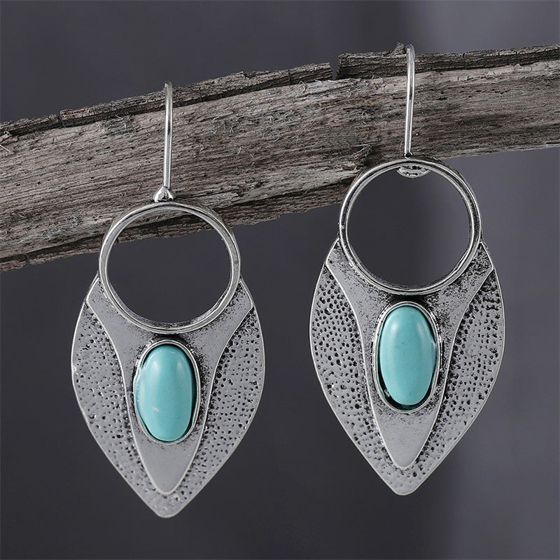 Ethnic Style Turquoise Teardrop Earrings