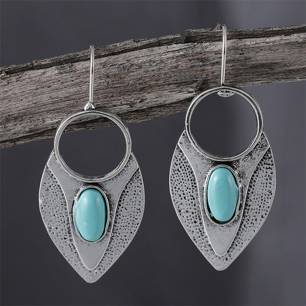 Ethnic Style Turquoise Teardrop Earrings