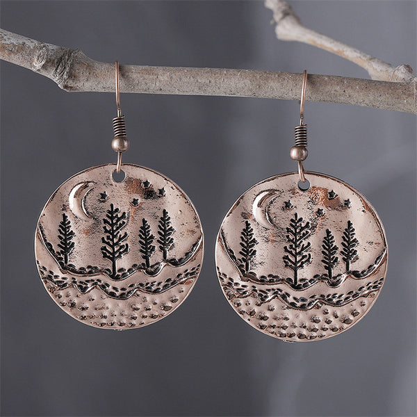 Ethnic Style Moon and Star Dangle Earrings