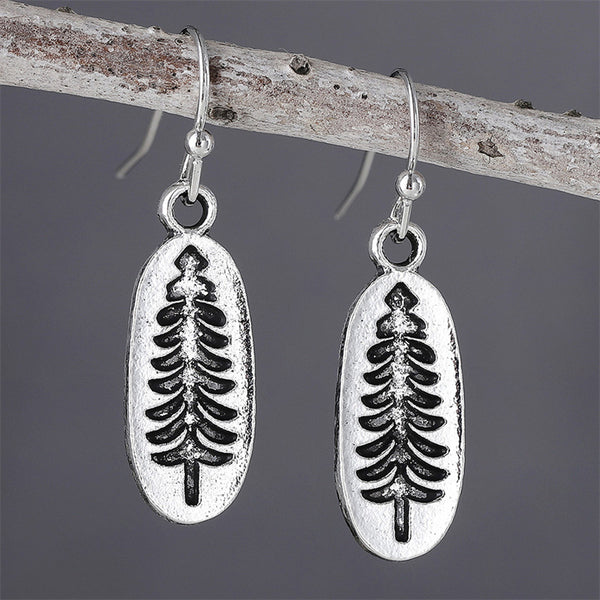 Vintage Oval Pine Pattern Earrings