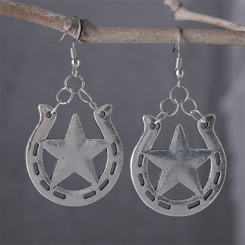 Simple Western Horseshoe Dangle Earrings