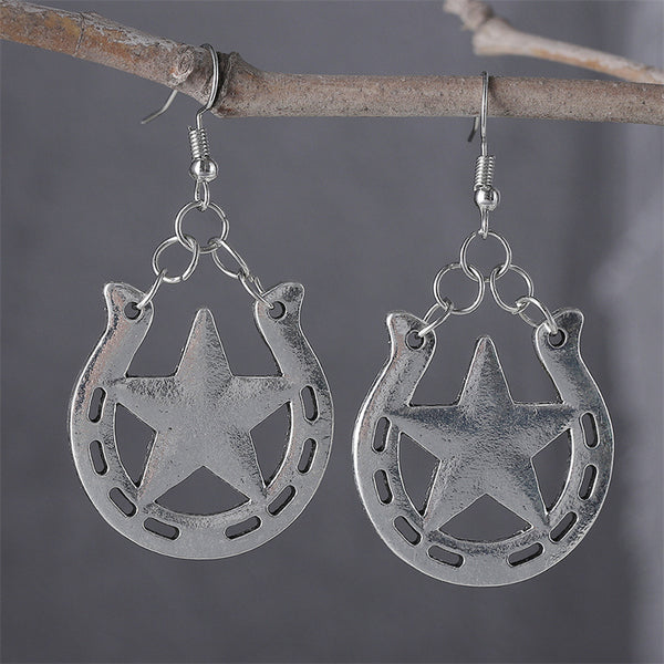 Simple Western Horseshoe Dangle Earrings