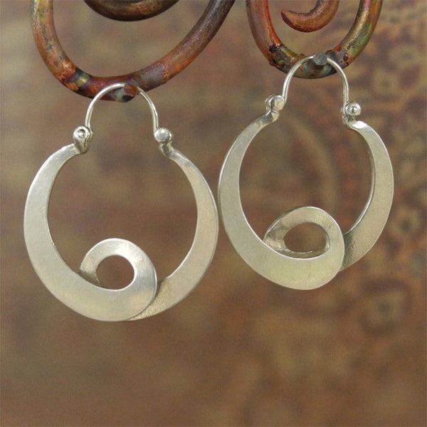 Gypsy Spiral Design Metal Earrings