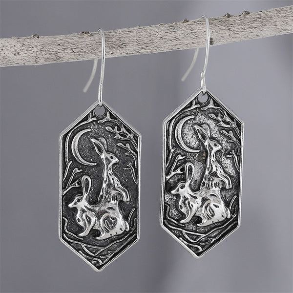 Carved Moon Vintage Carved Bunny Earrings